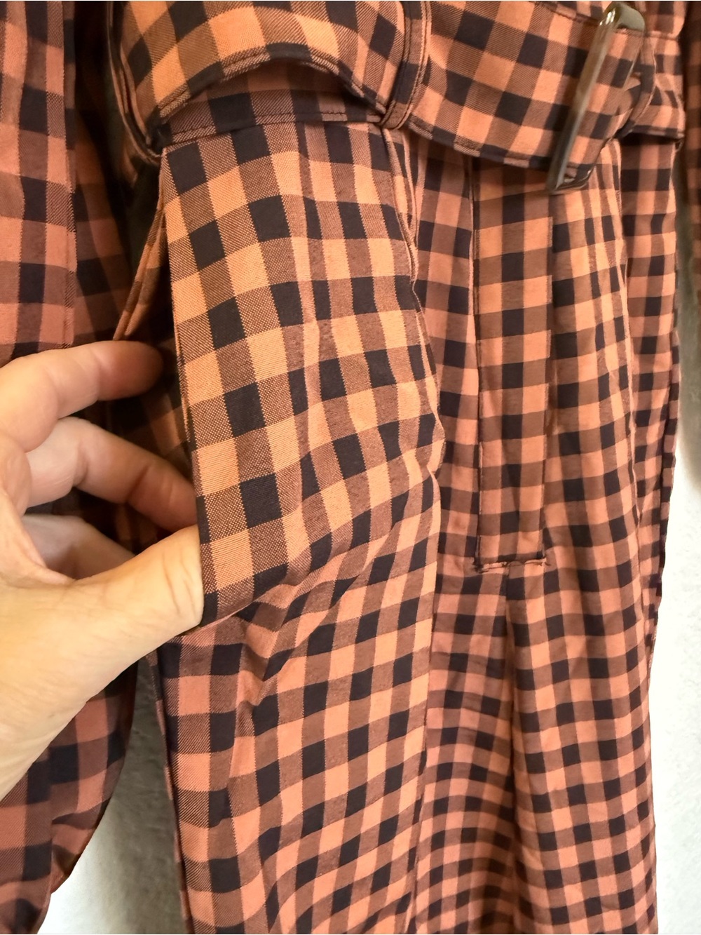 Nasty‎ Gal Salmon/Black Gingham Tailored Jumpsuit | Belted | Wider Leg  | US 0 - Picture 10 of 12